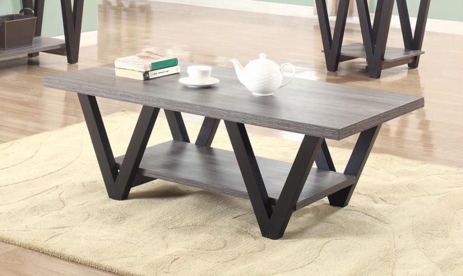 Higgins V-shaped Coffee Table Black and Antique Grey_0