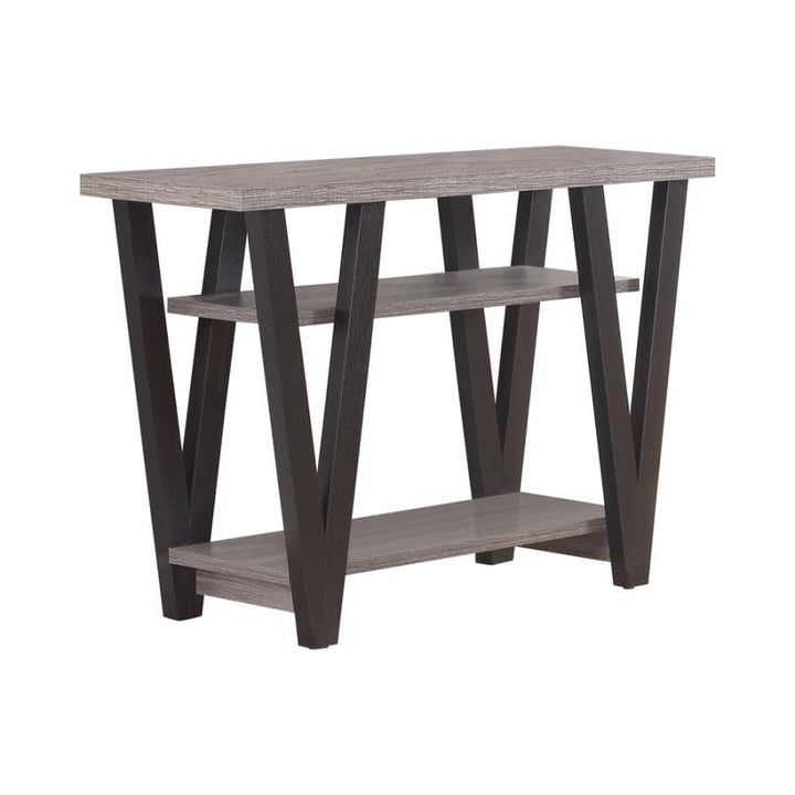 V-shaped Sofa Table Black and Antique Grey_2
