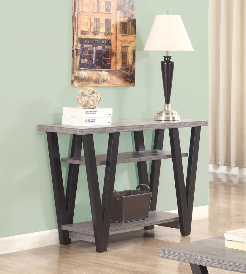 V-shaped Sofa Table Black and Antique Grey_0