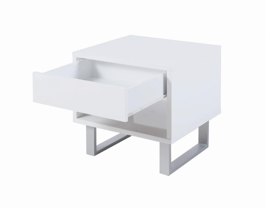 1-drawer End Table High Glossy White_2