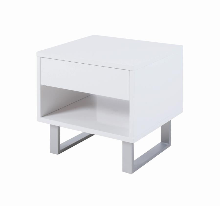 1-drawer End Table High Glossy White_1