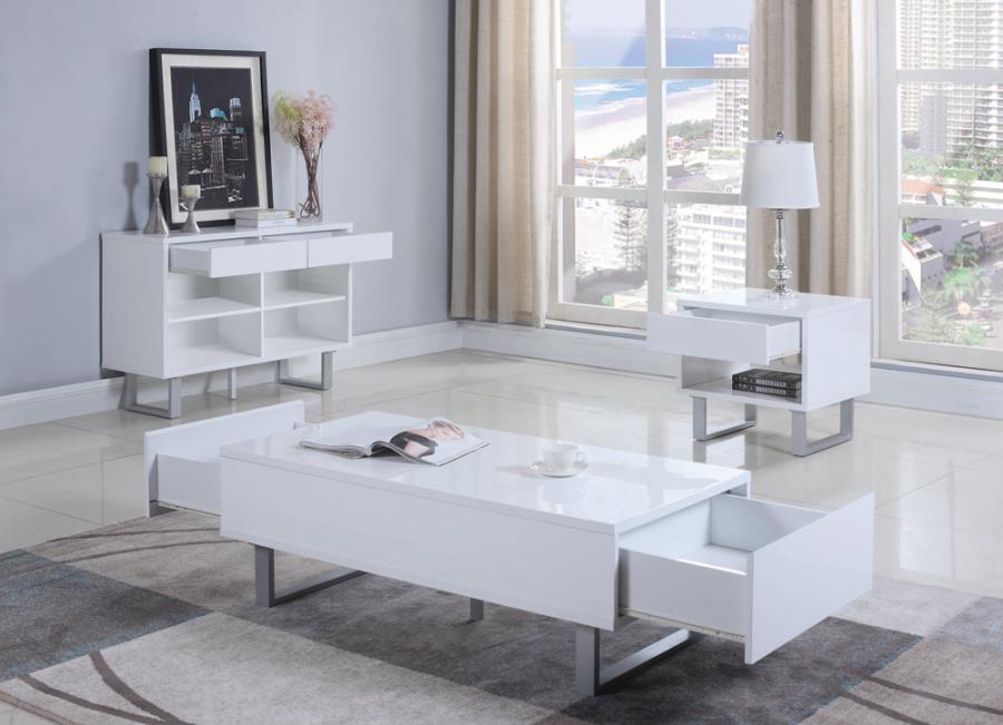 1-drawer End Table High Glossy White_3