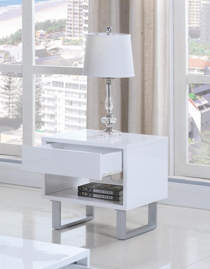 1-drawer End Table High Glossy White_0