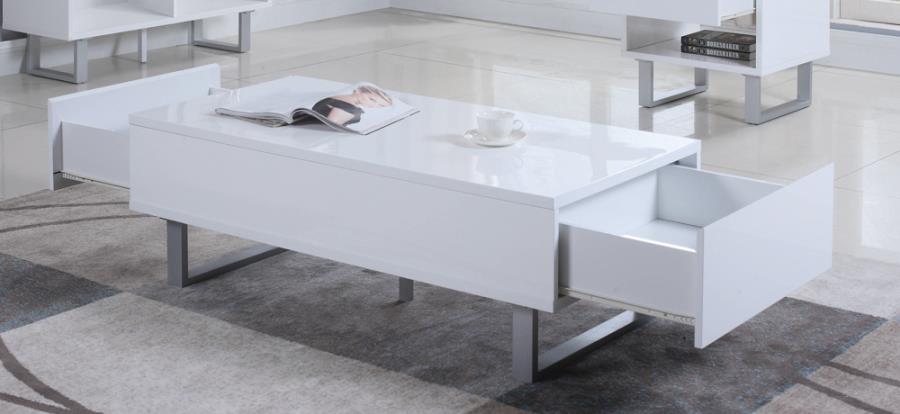 2-drawer Coffee Table High Glossy White_0