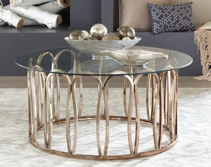 Round Coffee Table Chocolate Chrome and Clear_0