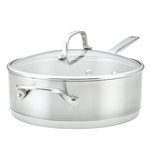 4.5qt Stainless Steel 3-Ply Covered Saute Pan w/ Helper Handle_0