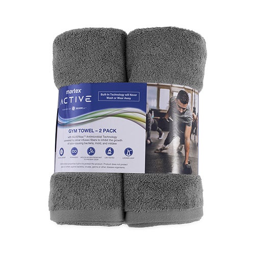 Active 2-Pack Gym Towels w/ SILVERbac Antimicrobial Technology Gray_0