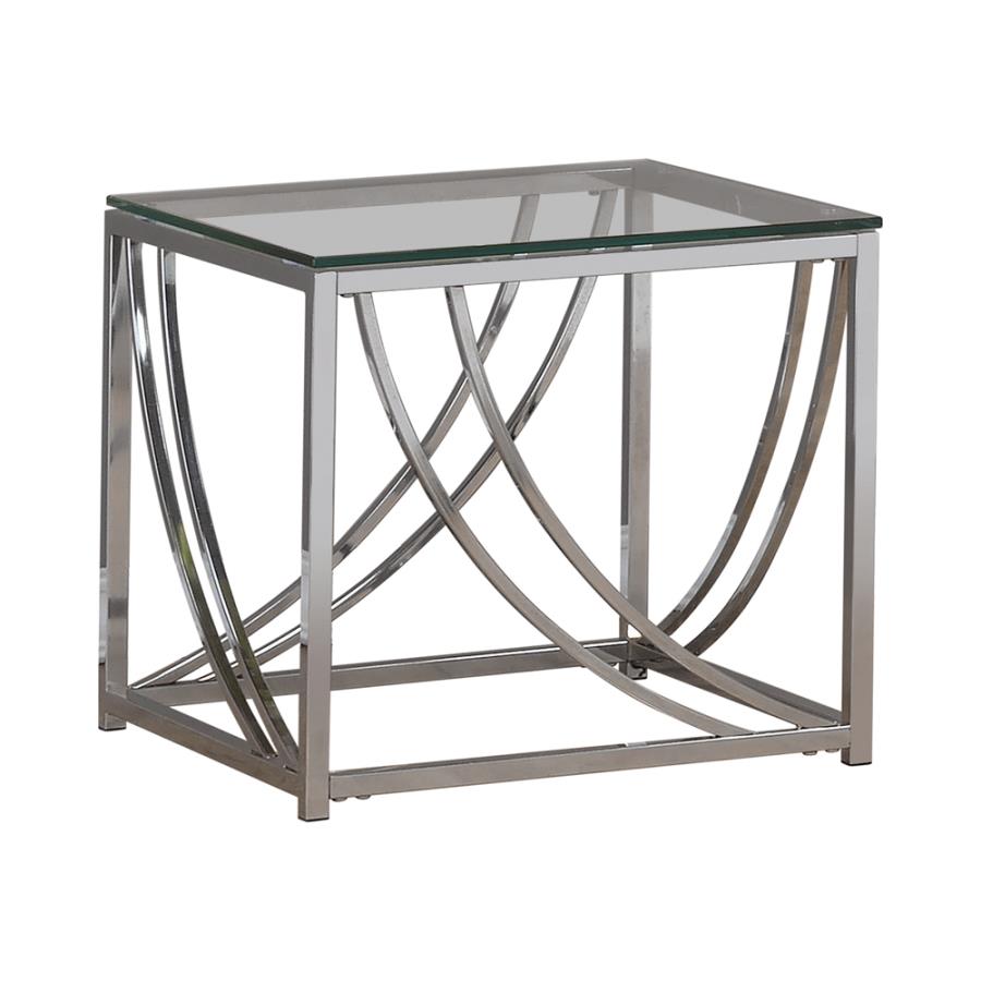 Glass Top Square End Table Accents Chrome_3
