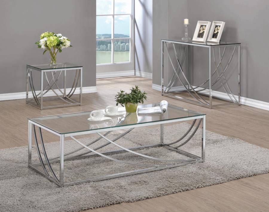Glass Top Square End Table Accents Chrome_1
