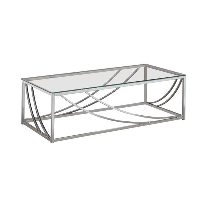 Glass Top Rectangular Coffee Table Accents Chrome_3
