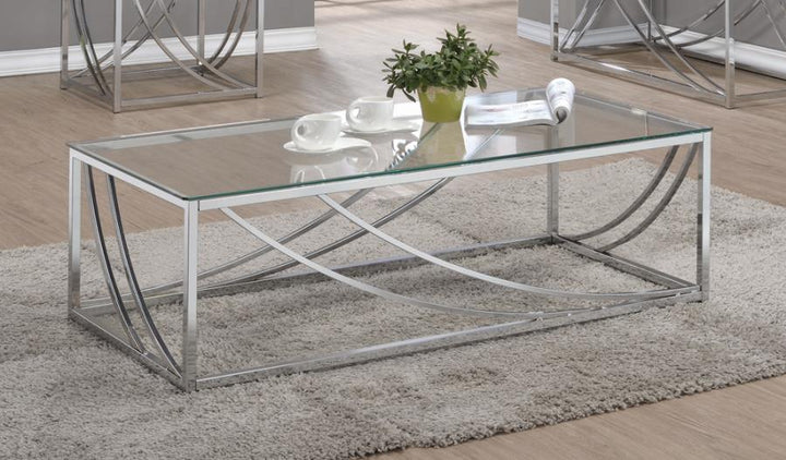 Glass Top Rectangular Coffee Table Accents Chrome_0