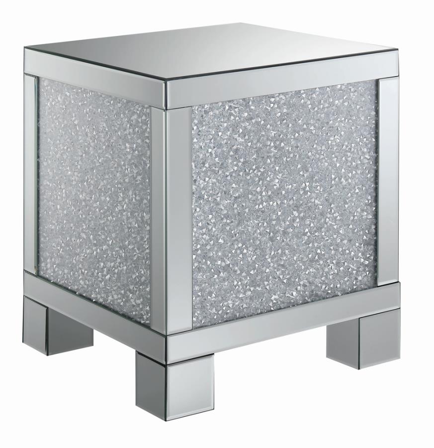 Layton Square End Table Silver and Clear Mirror_1