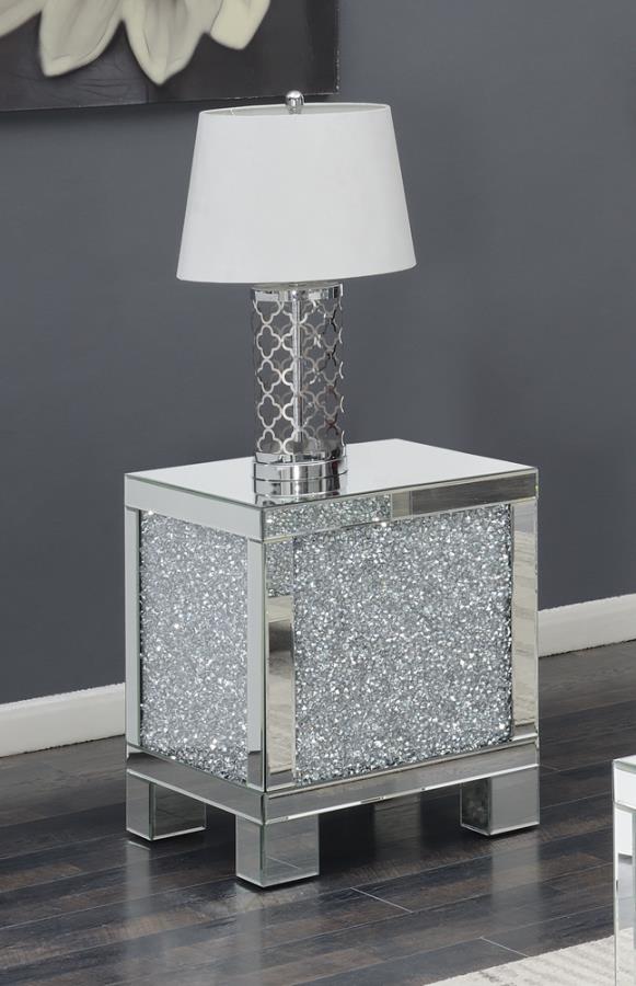 Layton Square End Table Silver and Clear Mirror_0