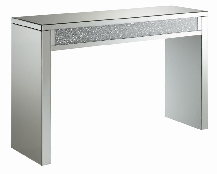 Layton Rectangular Sofa Table Silver and Clear Mirror_1
