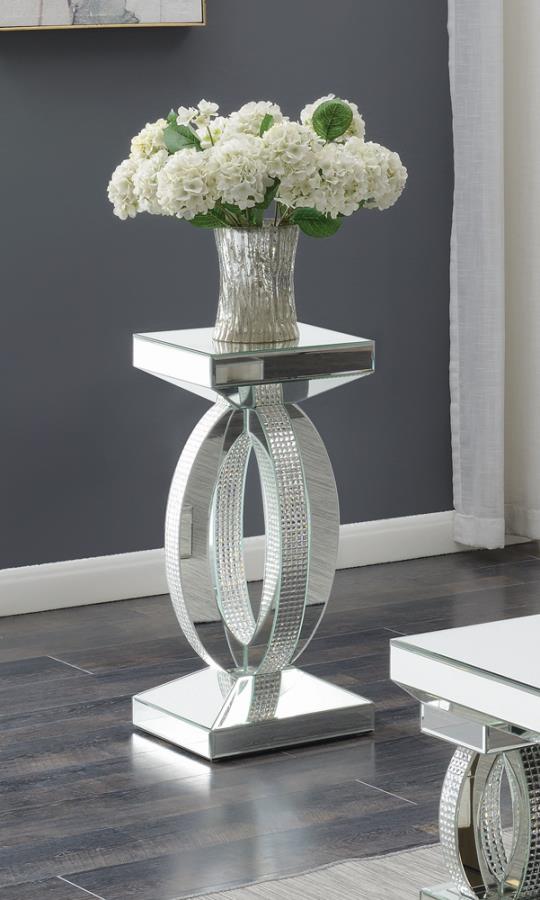Avonlea Square End Table with Lower Shelf Clear Mirror_0
