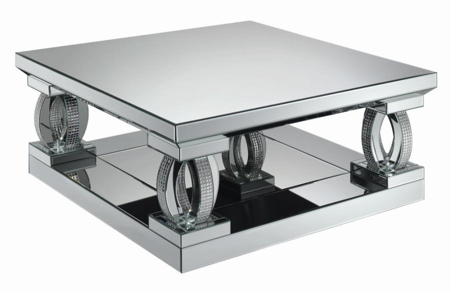 Avonlea Square Coffee Table with Lower Shelf Clear Mirror_1