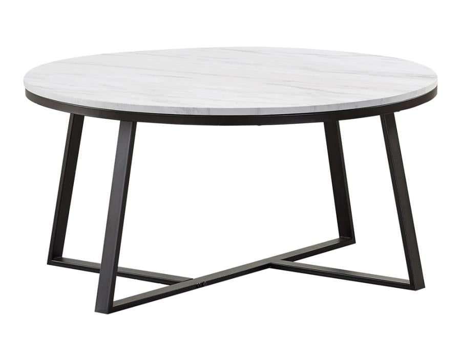 Round Coffee Table White and Matte Black_1