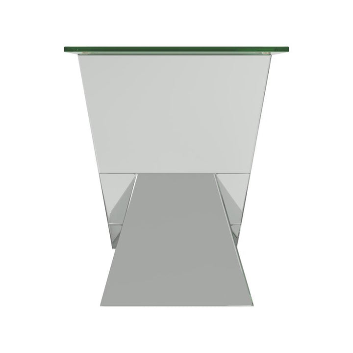Caldwell V-shaped End Table with Glass Top Silver_3