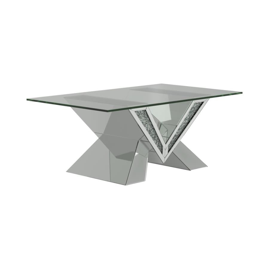 Caldwell V-shaped Coffee Table with Glass Top Silver_1