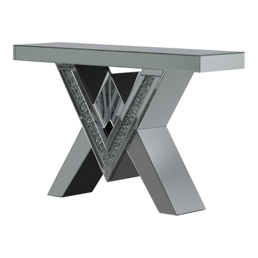 Caldwell V-shaped Sofa Table with Glass Top Silver_1