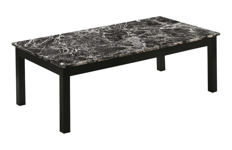Faux Marble Rectangle 3-piece Occasional Table Set Black_0