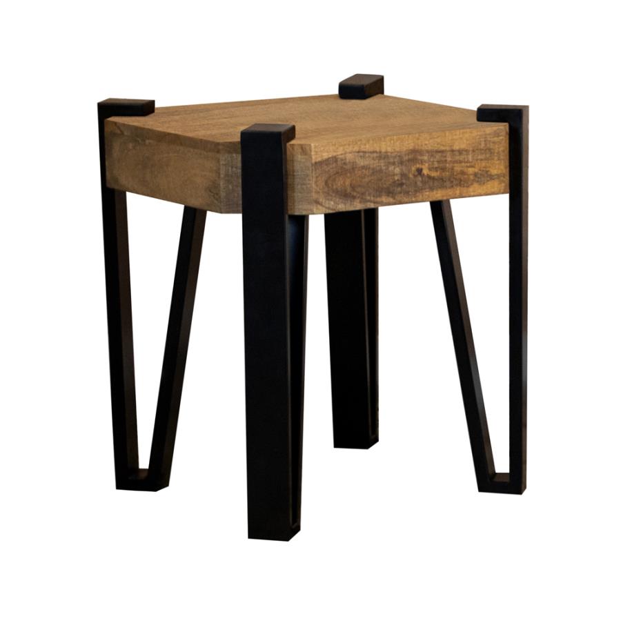 Wooden Square Top End Table Natural and Matte Black_0