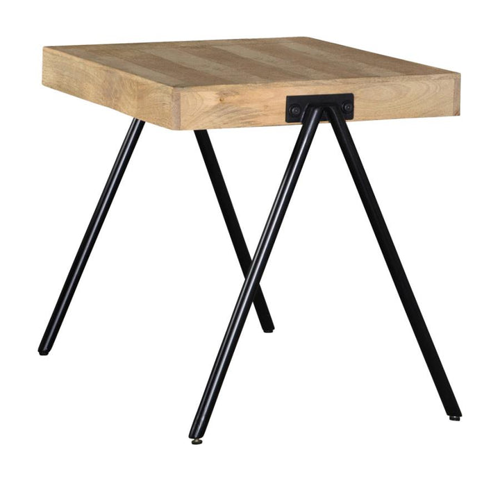 Square End Table with Metal Legs Natural and Black_1