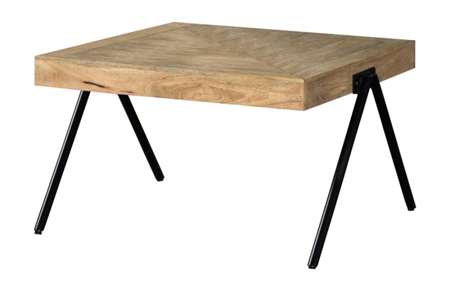 Rectangular Coffee Table with Metal Legs Natural and Black_1