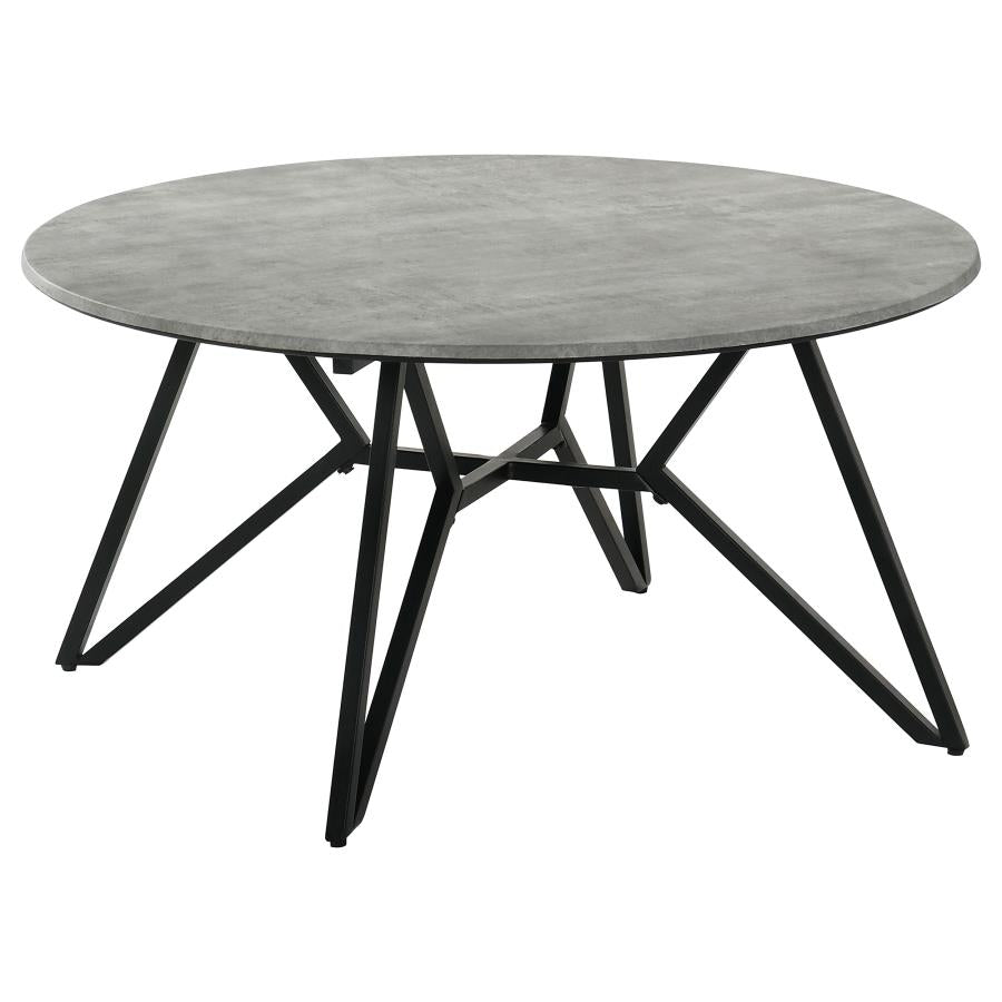 Round Coffee Table with Hairpin Legs Cement and Gunmetal_1