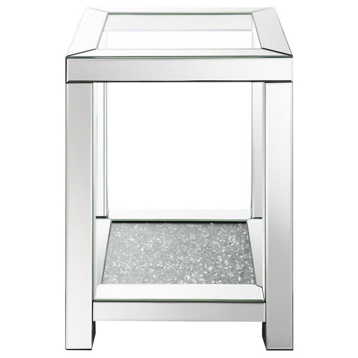 Square End Table with Glass Top Mirror_2