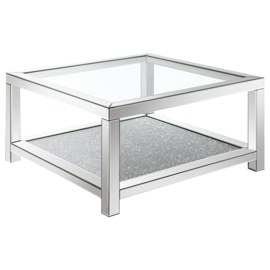Rectangular Coffee Table with Glass Top Mirror_1