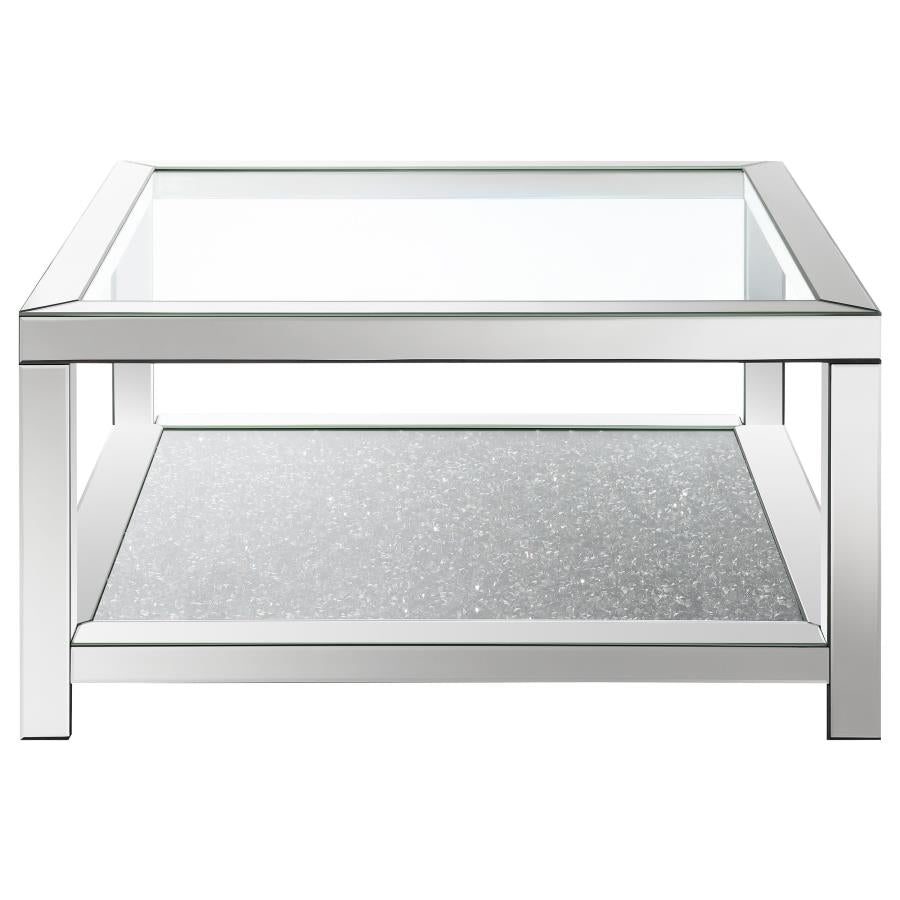 Rectangular Coffee Table with Glass Top Mirror_2