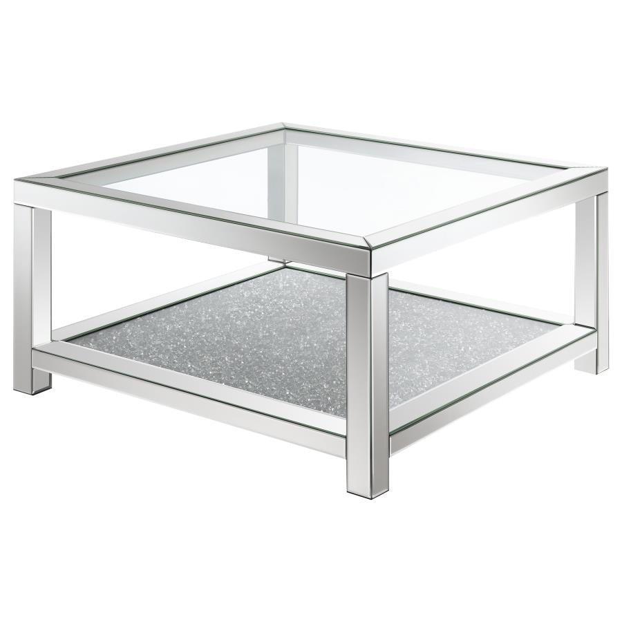 Rectangular Coffee Table with Glass Top Mirror_3