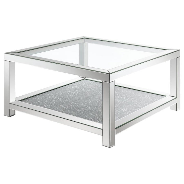 Rectangular Coffee Table with Glass Top Mirror_3