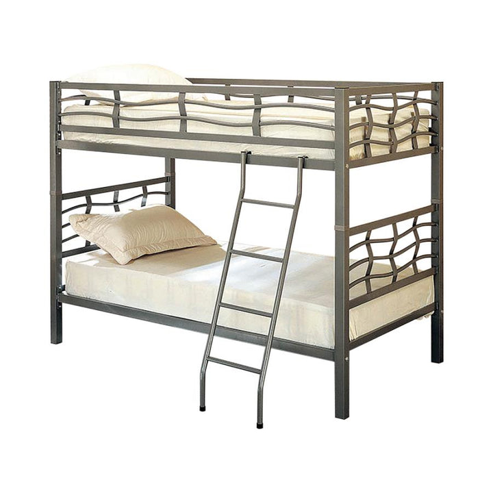 Fairfax Twin over Twin Bunk Bed with Ladder Light Gunmetal_3
