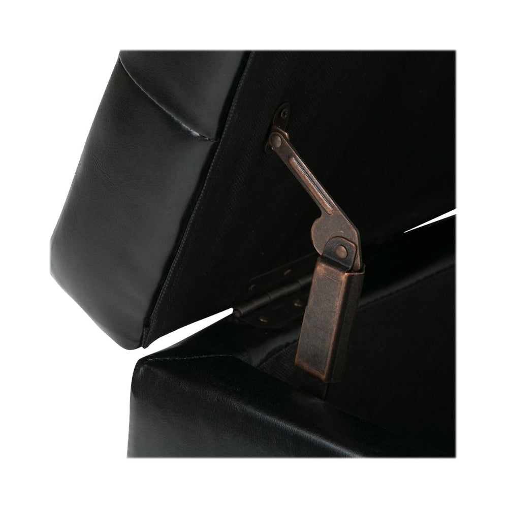 Simpli Home - Cosmopolitan Rectangular Wood / Faux Leather Ottoman With Inner Storage - Midnight Black_3