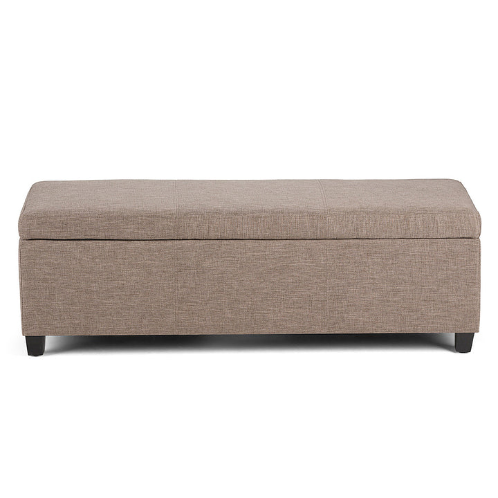 Simpli Home - Avalon Rectangular Polyester Ottoman With Inner Storage - Fawn Brown_1