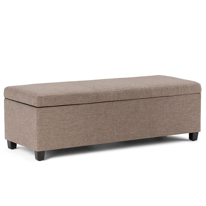 Simpli Home - Avalon Rectangular Polyester Ottoman With Inner Storage - Fawn Brown_0