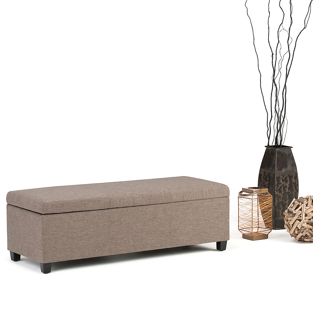 Simpli Home - Avalon Rectangular Polyester Ottoman With Inner Storage - Fawn Brown_2