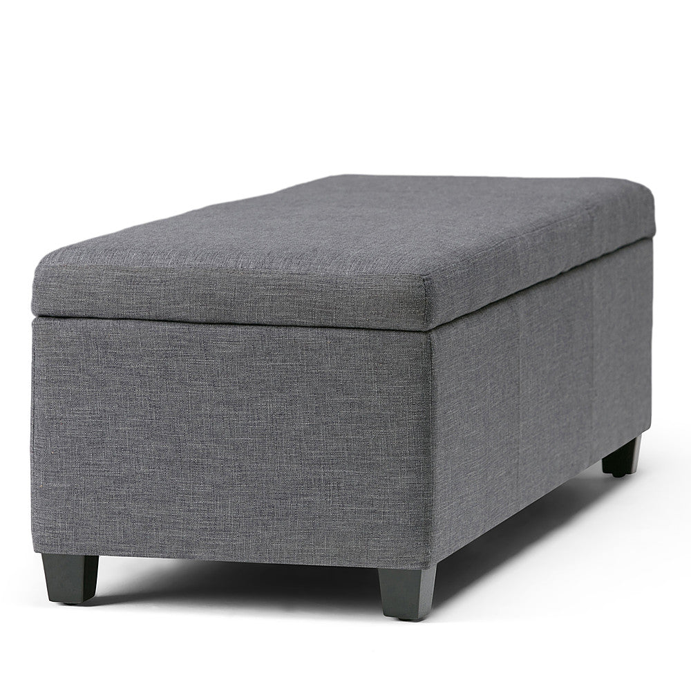 Simpli Home - Avalon Rectangular Polyester Ottoman With Inner Storage - Slate Gray_4