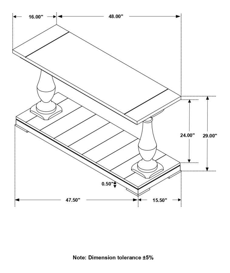 Rectangular Sofa Table with Turned Legs and Floor Shelf Coffee_5