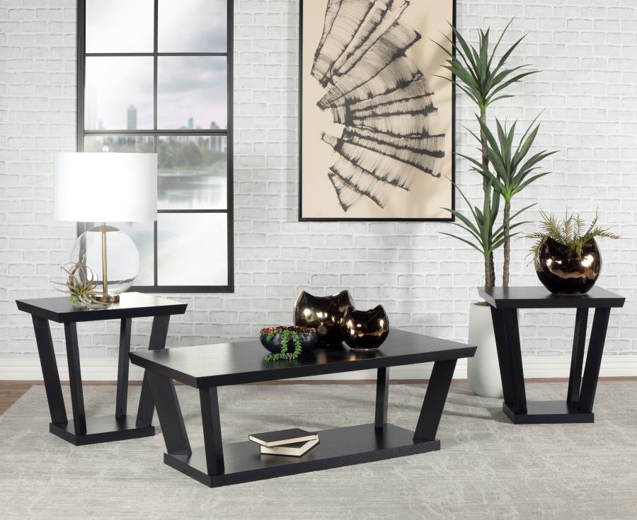 3-piece Occasional Set with Open Shelves Black_0