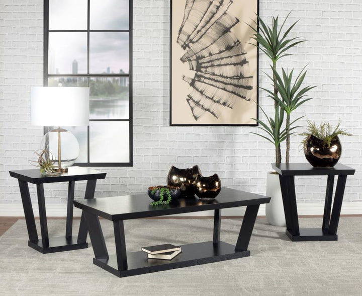 3-piece Occasional Set with Open Shelves Black_0