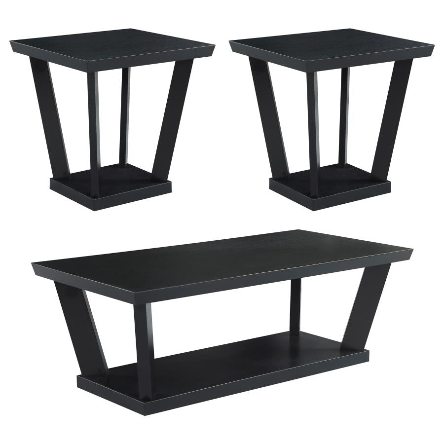 3-piece Occasional Set with Open Shelves Black_1
