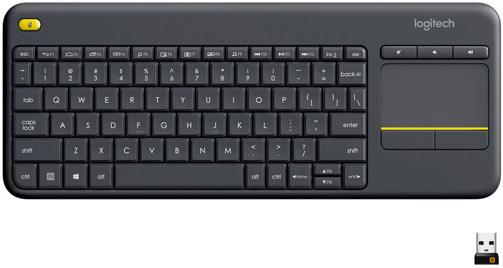 Logitech - K400 Plus TKL Wireless Membrane Keyboard for PC/TV/Laptop/Tablet with Built-in Touchpad - Black_0