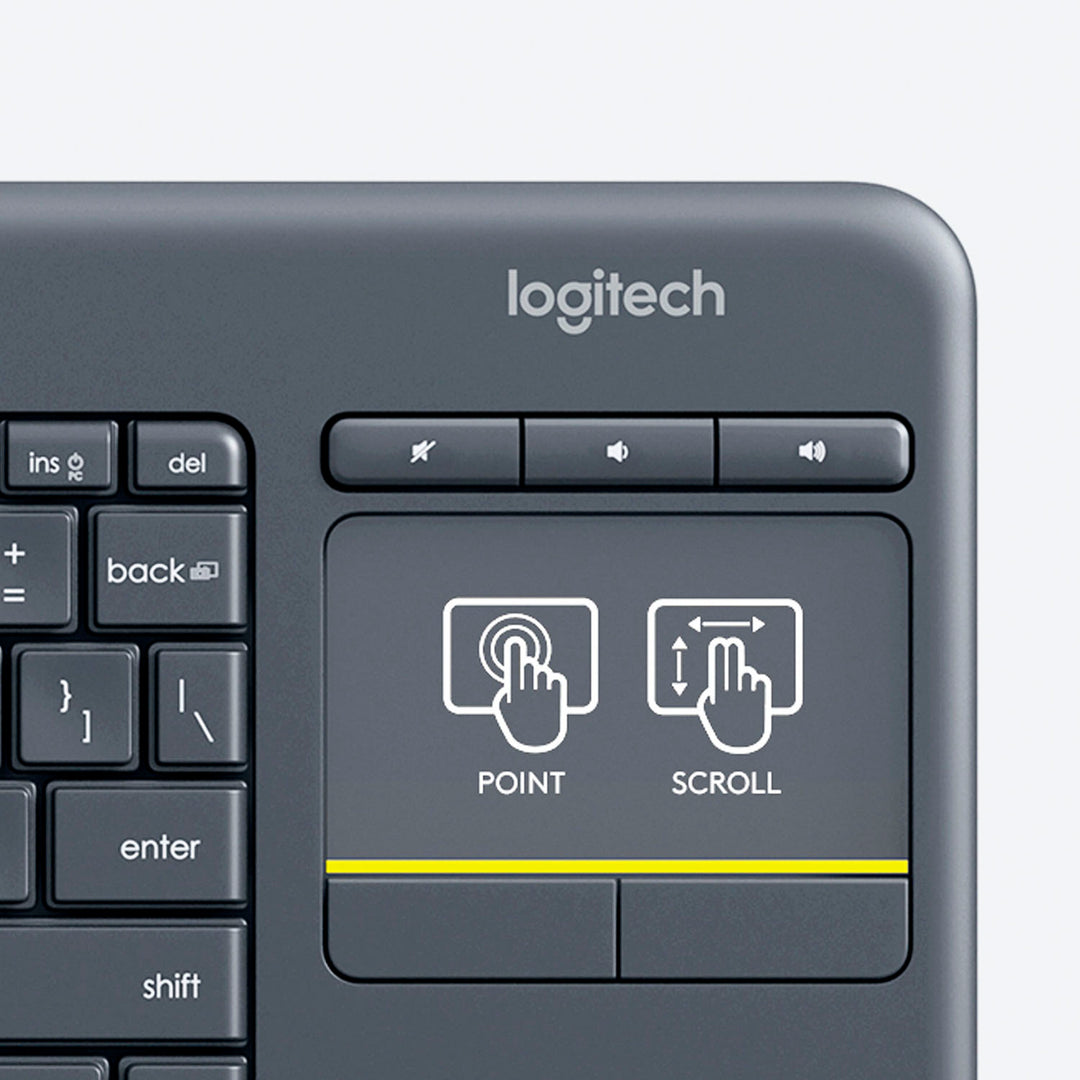 Logitech - K400 Plus TKL Wireless Membrane Keyboard for PC/TV/Laptop/Tablet with Built-in Touchpad - Black_4