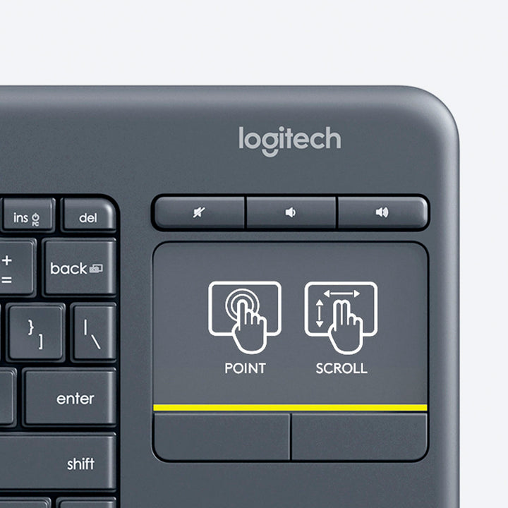 Logitech - K400 Plus TKL Wireless Membrane Keyboard for PC/TV/Laptop/Tablet with Built-in Touchpad - Black_4