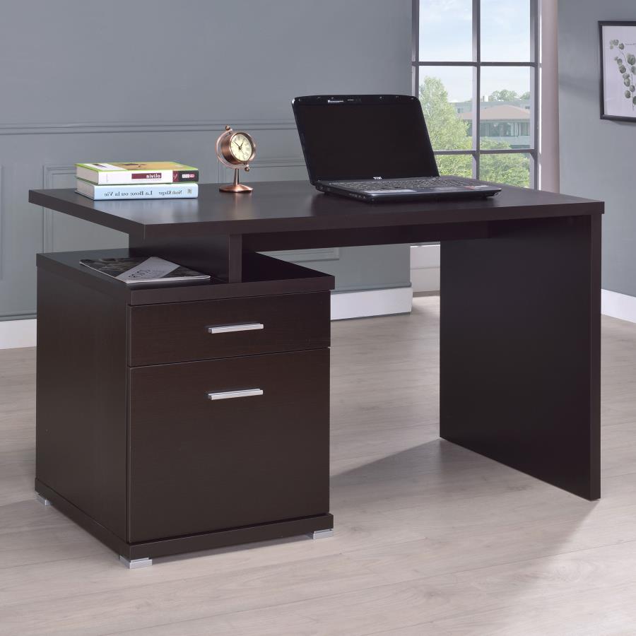 Irving 2-drawer Office Desk with Cabinet Cappuccino_1