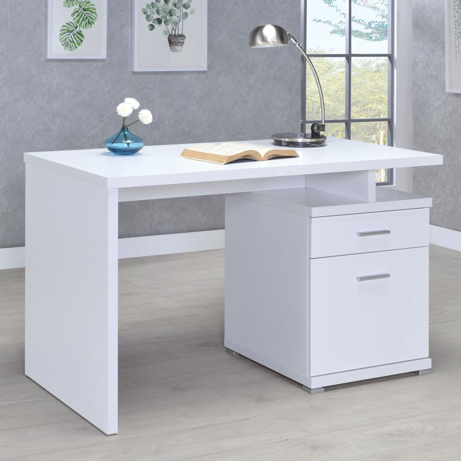 Irving 2-drawer Office Desk with Cabinet White_0