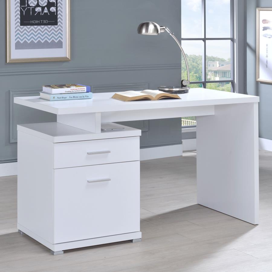 Irving 2-drawer Office Desk with Cabinet White_1